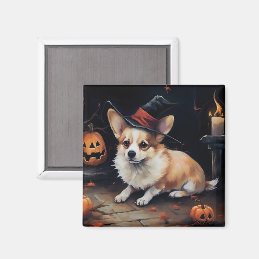 Corgi Pumpkins Halloween Eng Magneet (Voorkant / Achterkant)