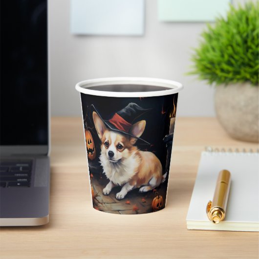 Corgi Pumpkins Halloween Eng Papieren Bekers (Insitu)