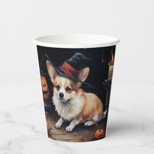 Corgi Pumpkins Halloween Eng Papieren Bekers (Voorkant)