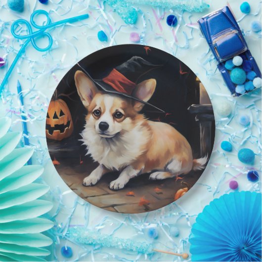 Corgi Pumpkins Halloween Eng Papieren Bordje (Feest)