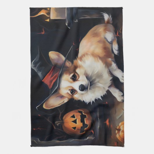 Corgi Pumpkins Halloween Eng Theedoek (Verticaal)