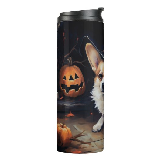 Corgi Pumpkins Halloween Eng Thermosbeker (Gedraaid links)