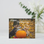 Corgi Puppies met pompoen Happy Thanksgiving Briefkaart (Staand voorkant)