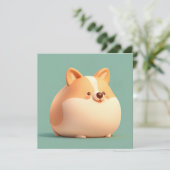 Corgi Puppy Art with Cute Chubby 3D Clay Flat Card (Staand voorkant)