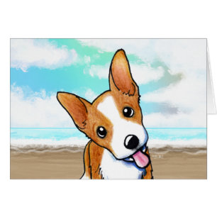 Corgi Puppy Beachy Schattigee Note Kaart