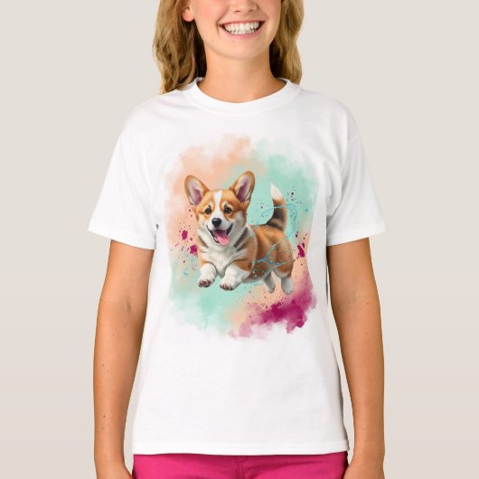 Corgi Puppy beroemd gemaakt door Natasha Us T-shirt (Voorkant)