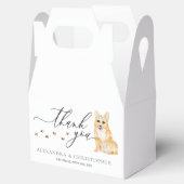 Corgi puppy bruiloft kalligrafie dank u bedankdoosjes (Geopend)