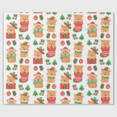 Corgi Puppy Dog Cute Festive Elf Kerstmis Cadeaupapier (Vlak)