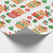 Corgi Puppy Dog Cute Festive Elf Kerstmis Cadeaupapier (Hoek)