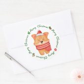 Corgi Puppy Dog Cute Festive Santa Merry kerst Ronde Sticker (Envelop)