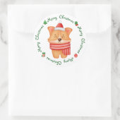 Corgi Puppy Dog Cute Festive Santa Merry kerst Ronde Sticker (Tas)