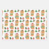 Corgi Puppy Dog Elf Santa Festive Merry Kerstmis Inpakpapier Vel (Voorkant 2)