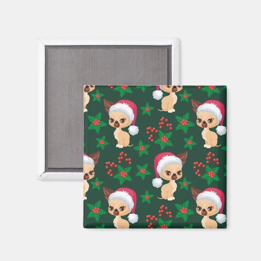 Corgi Puppy Dog Elf Santa Festive Merry Kerstmis Magneet (Voorkant / Achterkant)