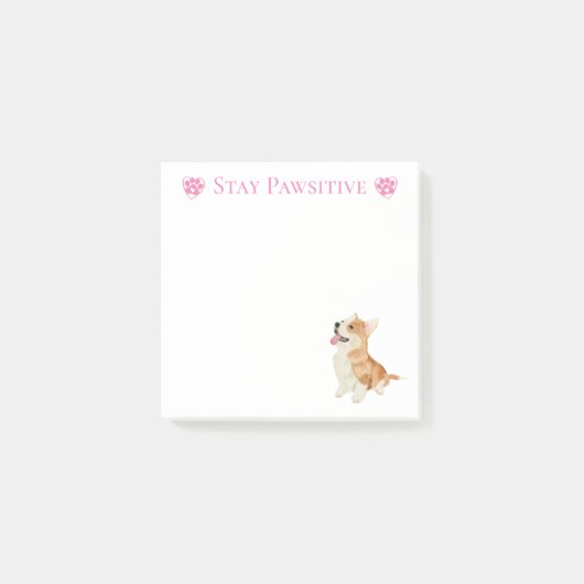 Corgi Puppy Dog Positieve Houding Motivatie Post-it® Notes (Voorkant)
