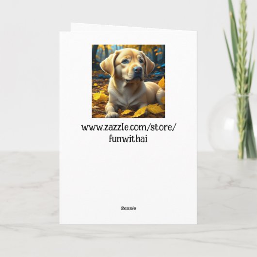 Corgi Puppy Dog Spelen In Herfst Bladeren Kaart (Achterkant)