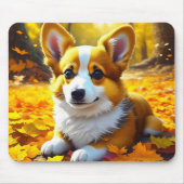 Corgi Puppy Dog Spelen In Herfst Bladeren Muismat (Voorkant)