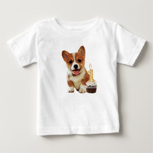 Corgi puppy en één kaars (Voorkant)