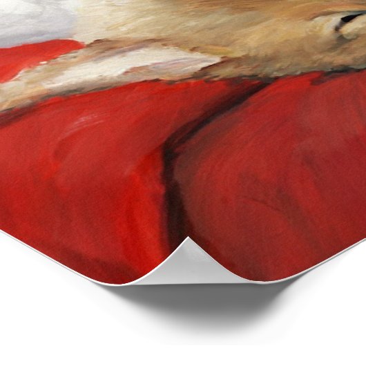 Corgi Puppy en Santa Dog Art Print (Hoek)