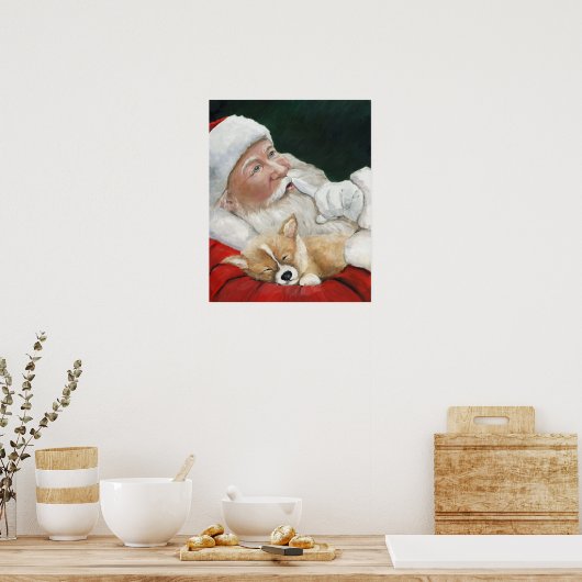 Corgi Puppy en Santa Dog Art Print (Keuken)