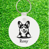Corgi puppy gepersonaliseerd thema sleutelhanger