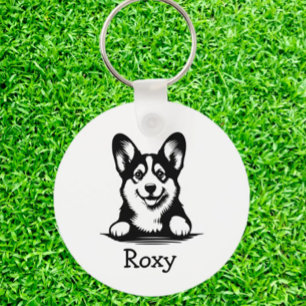Corgi puppy gepersonaliseerd thema sleutelhanger