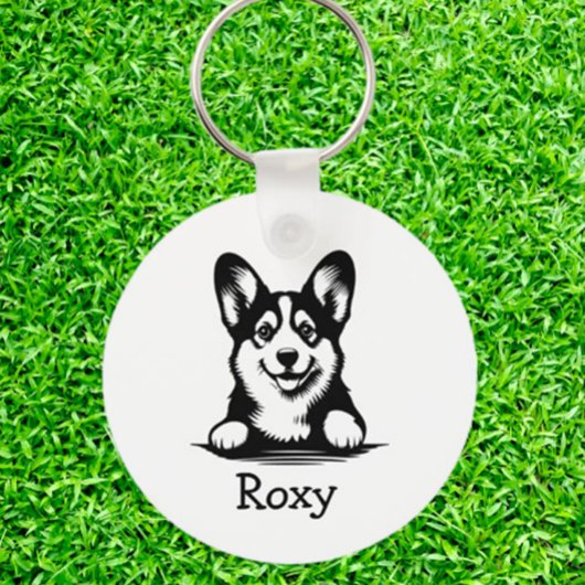 Corgi puppy gepersonaliseerd thema sleutelhanger