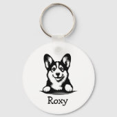 Corgi puppy gepersonaliseerd thema sleutelhanger (Achterkant)