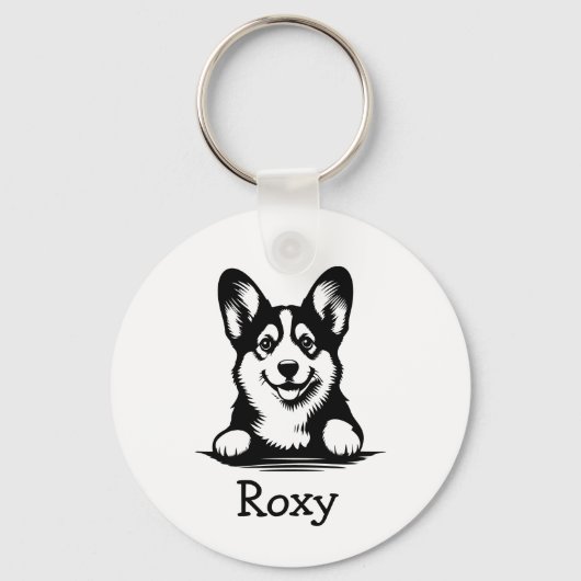 Corgi puppy gepersonaliseerd thema sleutelhanger (Achterkant)