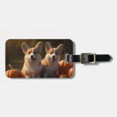 Corgi Puppy Herfst Delight Pompoen Bagagelabel (Voorkant horizontaal)