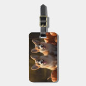Corgi Puppy Herfst Delight Pompoen Bagagelabel (Voorkant verticaal)