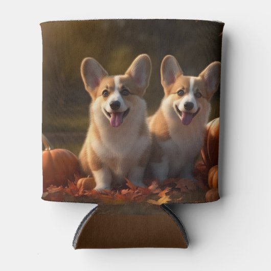 Corgi Puppy Herfst Delight Pompoen Blikjeskoeler (Voorkant)