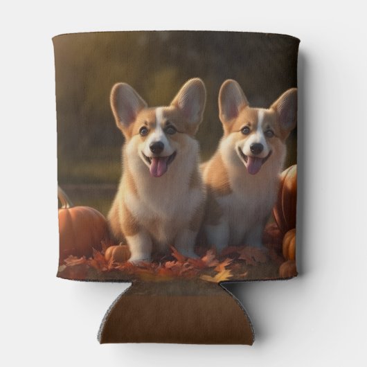 Corgi Puppy Herfst Delight Pompoen Blikjeskoeler (Achterkant)