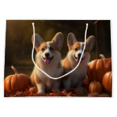 Corgi Puppy Herfst Delight Pompoen Groot Cadeauzakje (Voorkant)