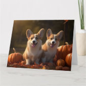 Corgi Puppy Herfst Delight Pompoen Kaart (Voorkant)