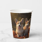 Corgi Puppy Herfst Delight Pompoen Papieren Bekers (Achterkant)