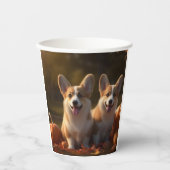Corgi Puppy Herfst Delight Pompoen Papieren Bekers (Voorkant)