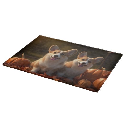 Corgi Puppy Herfst Delight Pompoen Snijplank (Hoek)