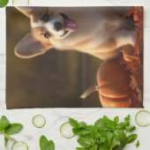 Corgi Puppy Herfst Delight Pompoen Theedoek (Gevouwen)