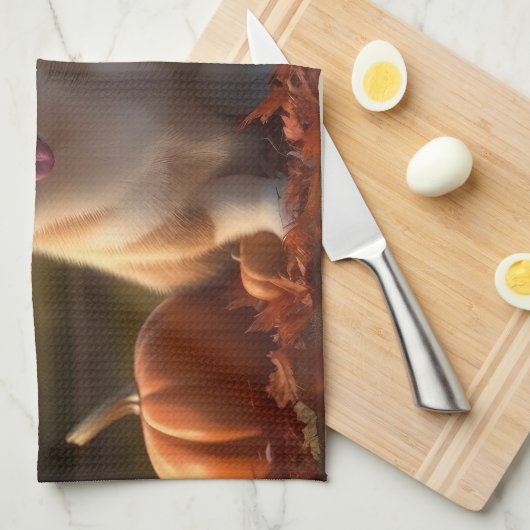 Corgi Puppy Herfst Delight Pompoen Theedoek (Quarter Fold)