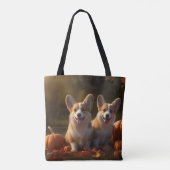 Corgi Puppy Herfst Delight Pompoen Tote Bag (Achterkant)
