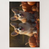 Corgi Puppy Herfst Plezier Pompoen Legpuzzel (Verticaal)