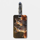 Corgi Puppy Herfstpomp Bagagelabel (Achterkant verticaal)
