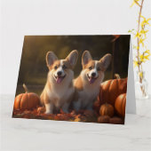 Corgi Puppy Herfstpracht Pompoen  Kaart (Gele Bloem)