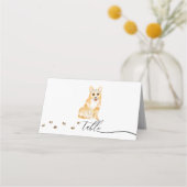 Corgi puppy hond eigenaar bruiloft script tabel plaatskaartje (Voorkant)