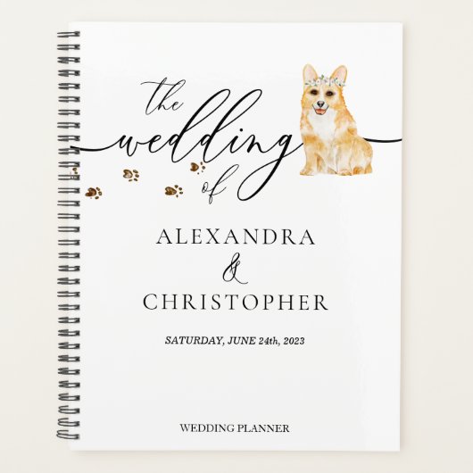 Corgi puppy hond liefde bruiloft planner (Voorkant)