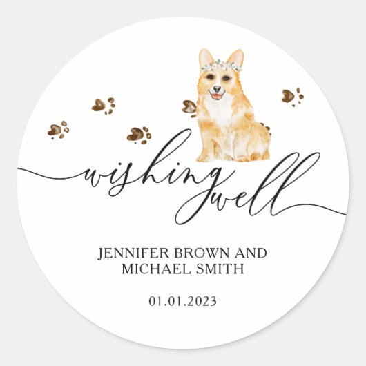 Corgi puppy Honden Wensput Ronde Sticker (Voorkant)
