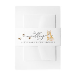 Corgi puppy Hondenbezitter Huwelijk Calligrafie Uitnodigingen Wikkel