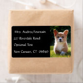 Corgi puppy hondennaam retouradres mailinglabel etiket (Insitu)
