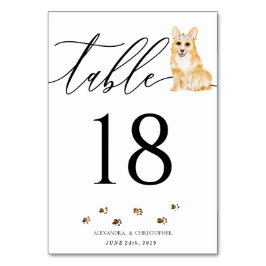 Corgi puppy Huwelijks Calligrafie Handtekening Kaart