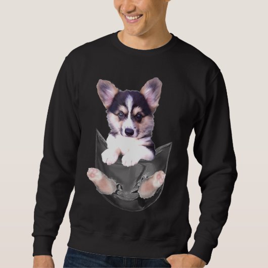 Corgi Puppy in Pocket Trui (Voorkant)